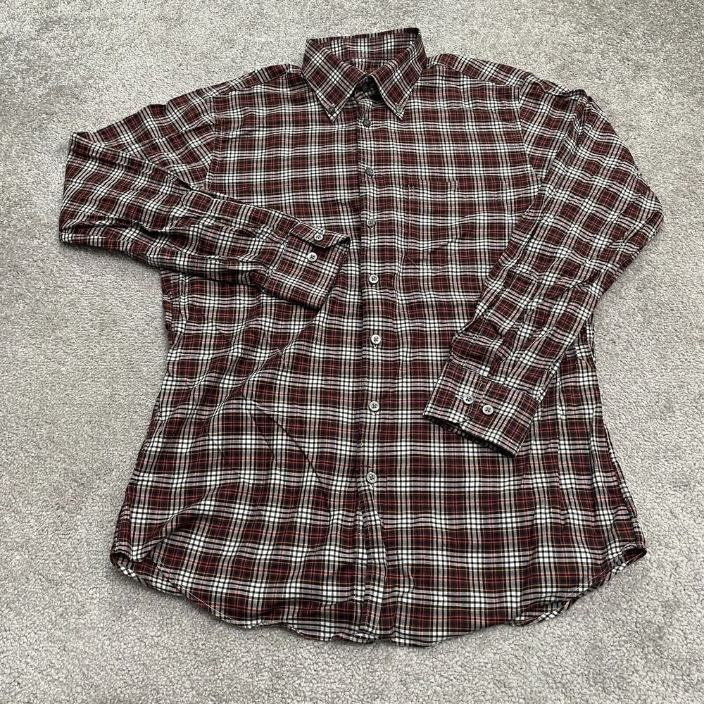 Scott Barber Button Down Shirt Mens Medium Multi Plaid Long Sleeve Cotton Casual